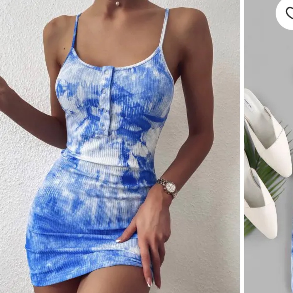Zaful Tie Dye Ribbed Bodycon Henley Dress